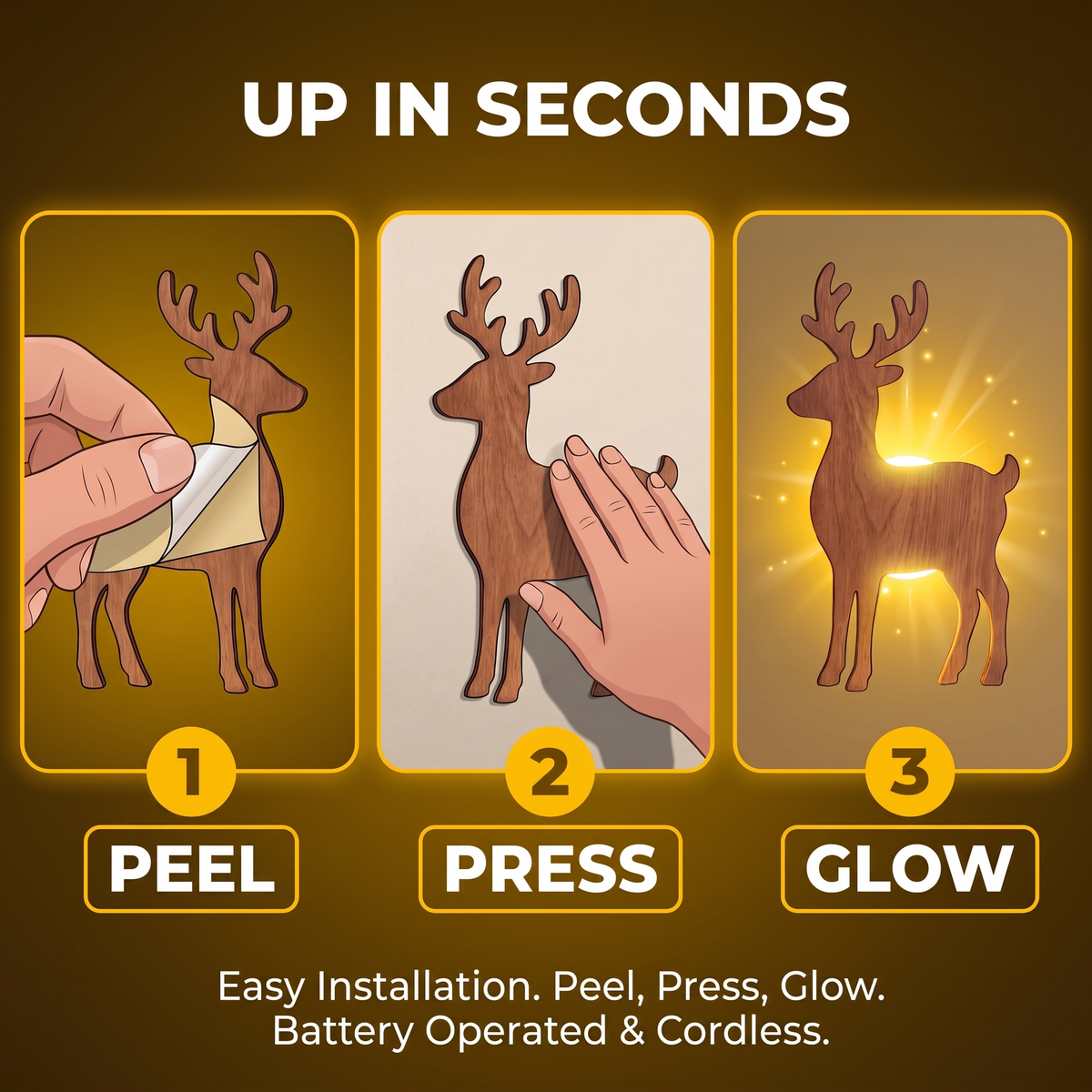Glowing Press On Reindeer Light