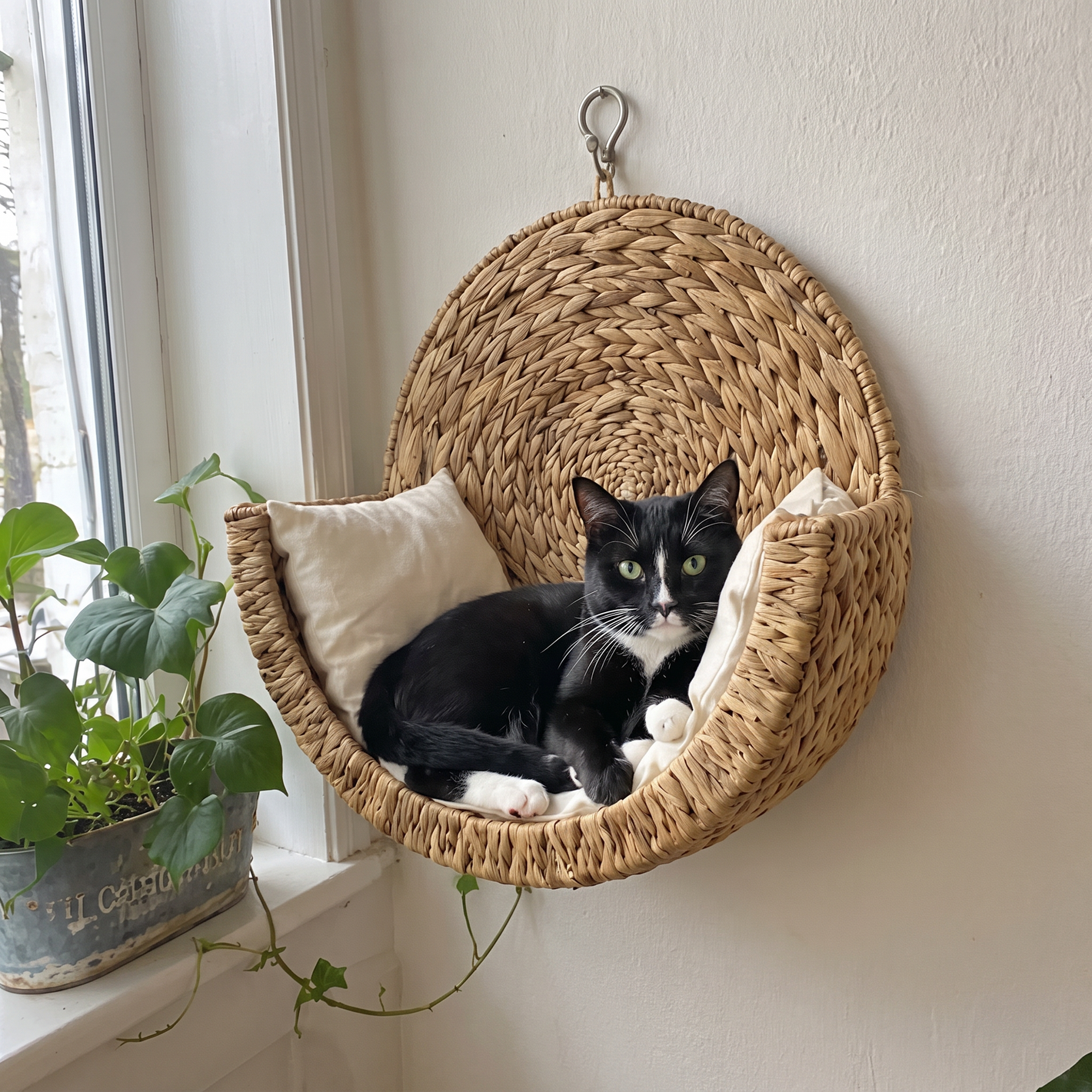 Testimonial - tuxedo cat in basket
